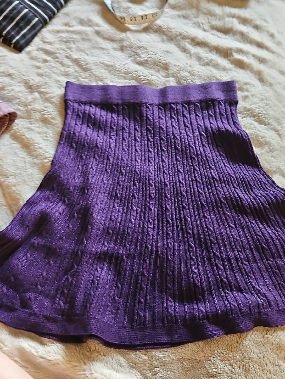 Purple Knitted Swing Skirt